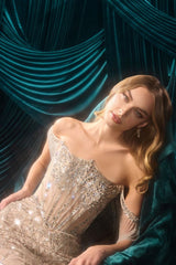A1510 - Jordan Deco Beaded Gown - Andrea & Leo