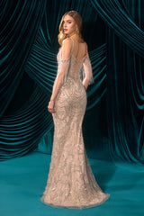 A1510 - Jordan Deco Beaded Gown - Andrea & Leo