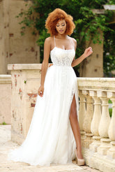 Alisha Gown - Ivory - Tulle A-line Dress With Open Back