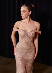 Alana Gown - Beaded Off The Shoulder Evening Gown