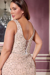 Elijah-Rae Gown - Beaded Dress With Scoop Neckline