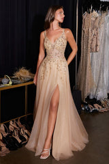 Fernanda Gown - Floral Glitter Tulle A-line Dress