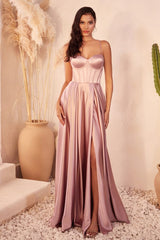 SELMA GOWN - A-LINE LUXE SATIN BUSTIER DRESS