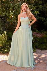 ISABELLA GOWN - STRAPLESS CHIFFON DRESS WITH SCARF