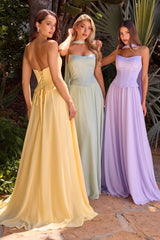 ISABELLA GOWN - STRAPLESS CHIFFON DRESS WITH SCARF