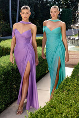 Indira Gown - Pleated Chiffon Dress with Scarf