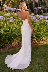 Ida Gown - Off White - Shimmer Chiffon Dress with Scarf