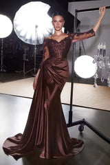 Donna Gown - Evening Dress with Lace Sleeves