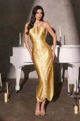 Manhattan Midi Dress - Metallic Gold Fringe