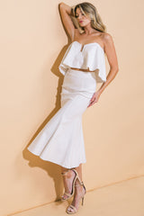 SUNSET STROLL - WHITE CROP TOP & SKIRT SET