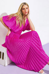 TIMELESS REPEAT - PLEATED SATIN MIDI DRESS