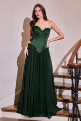 Nigella Gown - Peplum Corset A-line Formal Dress With Scarf