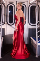 Baylor Gown - Asymmetric Strapless Liquid Satin Dress