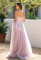 SOLAINE GOWN - MAUVE - STRAPLESS BUSTIER CORSET A-LINE DRESS