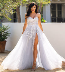 SOLAINE GOWN - HAZE BLUE - STRAPLESS BUSTIER CORSET A-LINE DRESS