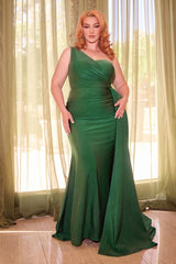 SHANNON GOWN - ONE SHOULDER STRETCH SPANDEX SATIN DRESS