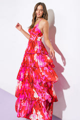 BEYOND AMAZING - RED - PLEATED MAXI DRESS