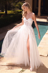 SOLAINE GOWN - OFF WHITE - STRAPLESS BUSTIER CORSET A-LINE DRESS