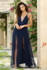 Sydney Maxi Dress - Navy Tulle Dress