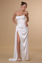 Greyson Gown - Off White Strapless Satin Dress