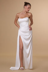 Greyson Gown - Off White Strapless Satin Dress