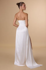 Greyson Gown - Off White Strapless Satin Dress