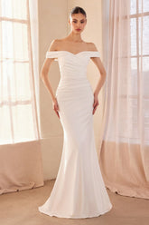 Tinsley Gown - Stretch Off-The-Shoulder Dress - Off White