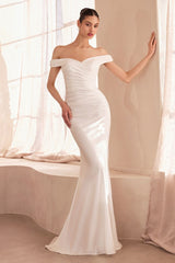 Tinsley Gown - Stretch Off-The-Shoulder Dress - Off White
