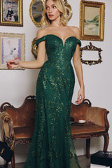 HELENA GOWN - Off Shoulder Sequin Glitter Dress