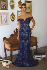 HELENA GOWN - Off Shoulder Sequin Glitter Dress