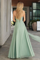 Ella Gown - A-line Strapless Chiffon Dress With Scarf