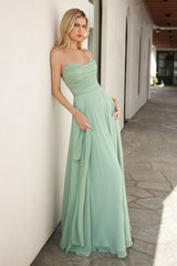 Ella Gown - A-line Strapless Chiffon Dress With Scarf