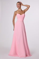 Ella Gown - A-line Strapless Chiffon Dress With Scarf