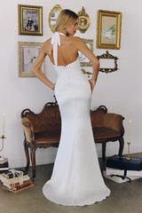 Tessa Gown - Off White Mermaid Halter Satin Gown