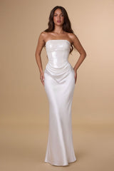 Lachlan Gown - Sequin & Satin Dress - Off White