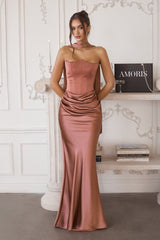CARTER GOWN - STRAPLESS CORSET DRESS WITH SCARF
