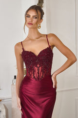 Traci Gown - Metallic Satin Corset Dress