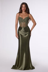 Traci Gown - Metallic Satin Corset Dress