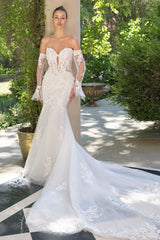WL065 - Hera Lace Mermaid Gown With Removable Sleeves - Andrea & Leo