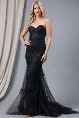 Rainn Gown - Strapless Floral Lace Corset Dress