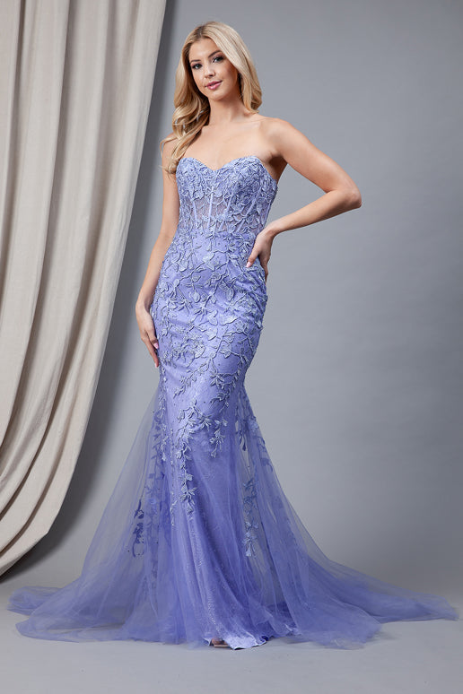 Rainn Gown - Strapless Floral Lace Corset Dress