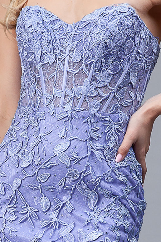 Rainn Gown - Strapless Floral Lace Corset Dress