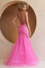 Hera Gown - Pink - Tulle & Floral Lace Mermaid Dress