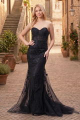 Rainn Gown - Strapless Floral Lace Corset Dress