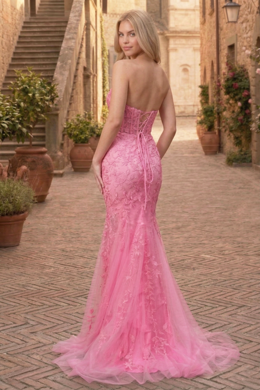 Rainn Gown - Strapless Floral Lace Corset Dress