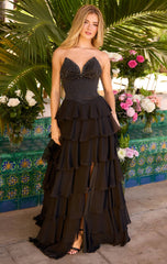 26407 - Ava Presley - Strapless Chiffon Gown With Tiered Skirt