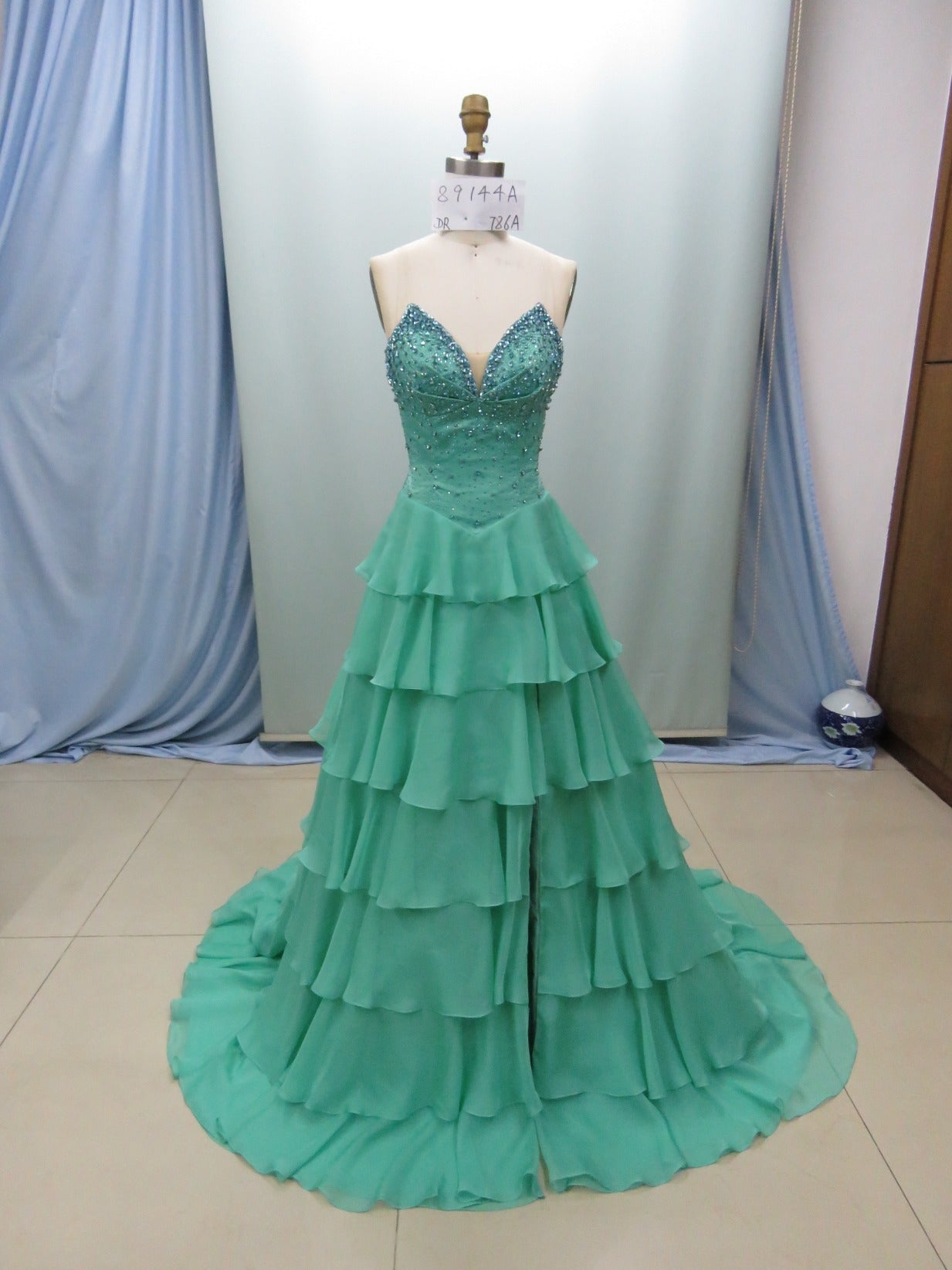 26407 - Ava Presley - Strapless Chiffon Gown With Tiered Skirt