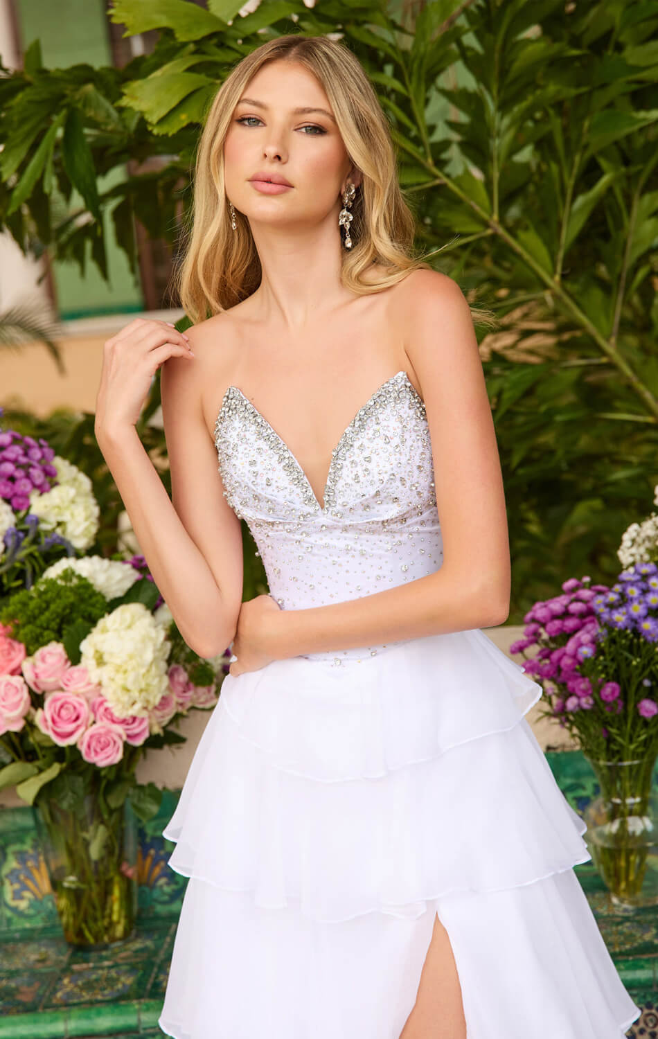 26407 - Ava Presley - Strapless Chiffon Gown With Tiered Skirt