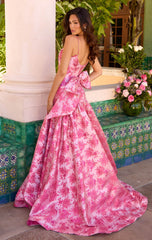 26419 - Ava Presley - Metallic Brocade Gown With Bow