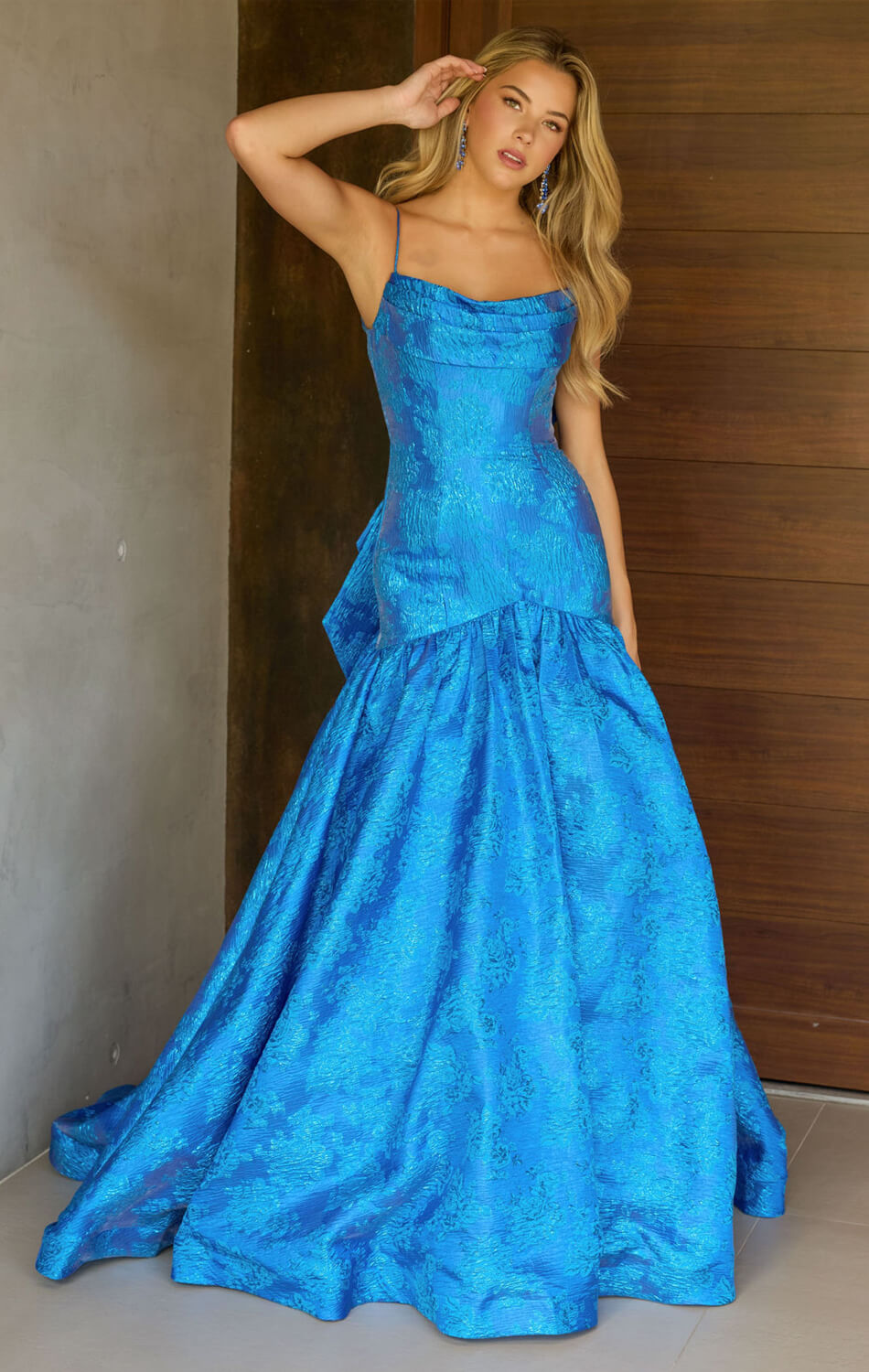 26419 - Ava Presley - Metallic Brocade Gown With Bow